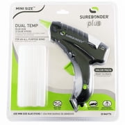 Surebonder Mini Hot Glue Gun With Dual Temperature, Includes 12 Glue Sticks, 20W, 120V, Bond a Variety of Materials Including Delicate Fabrics and Strong Woods & Metals Plus Series DT-200FKIT