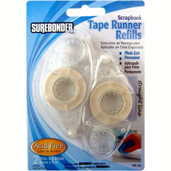 Surebonder TRR-105 Scrapbook Tape Runner Refill Cartridges - 2 Pack