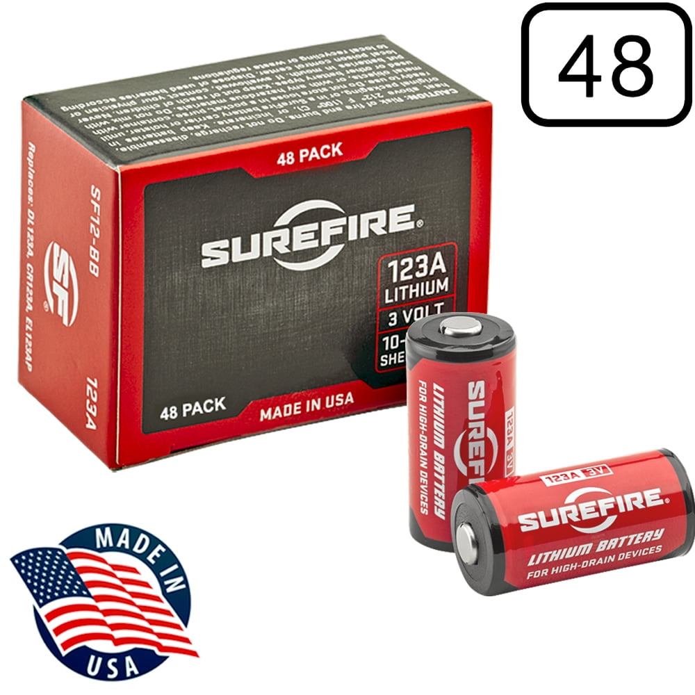 Batería de litio de 3 voltios SureFire 123 cr123 CR123A SF123A (paquete de  4)