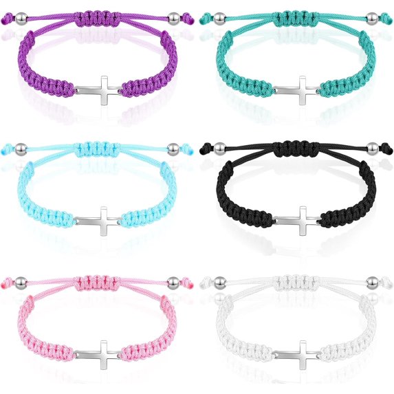 Cross Friendship Bracelet Adjustable Braided Rope Jesus Christian Cross Bracelets Matching Couple String Lucky Strand BFF Wristband for Women Men Boy Girls Easter Baptism