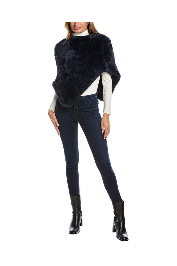 Knit Poncho, Blue