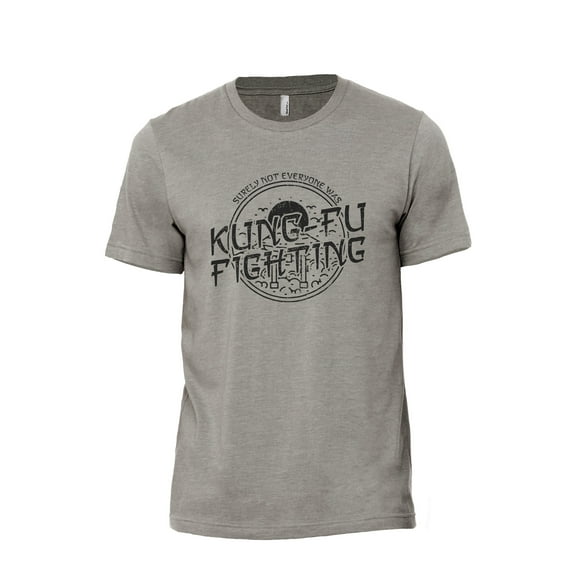 Surely Not Everyone Was Kung Fu Fighting Men's Modern Fit Fun Casual T-Shirt Printed Graphic Tee Military Grey Small