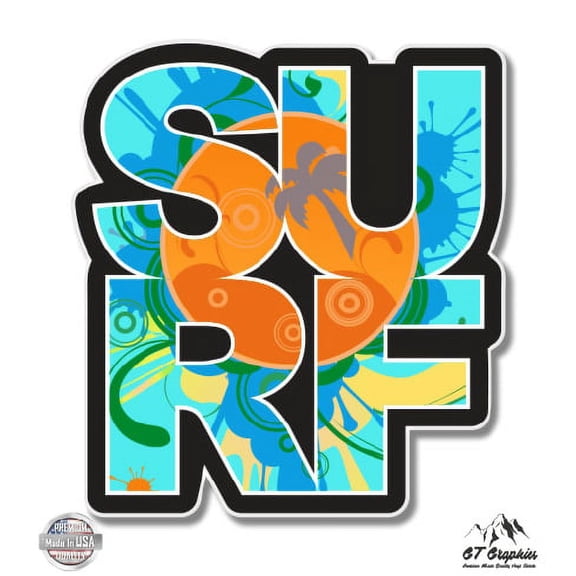 Surf - 3" Vinyl Sticker - For Car Laptop I-Pad Phone Helmet Hard Hat - Waterproof Decal