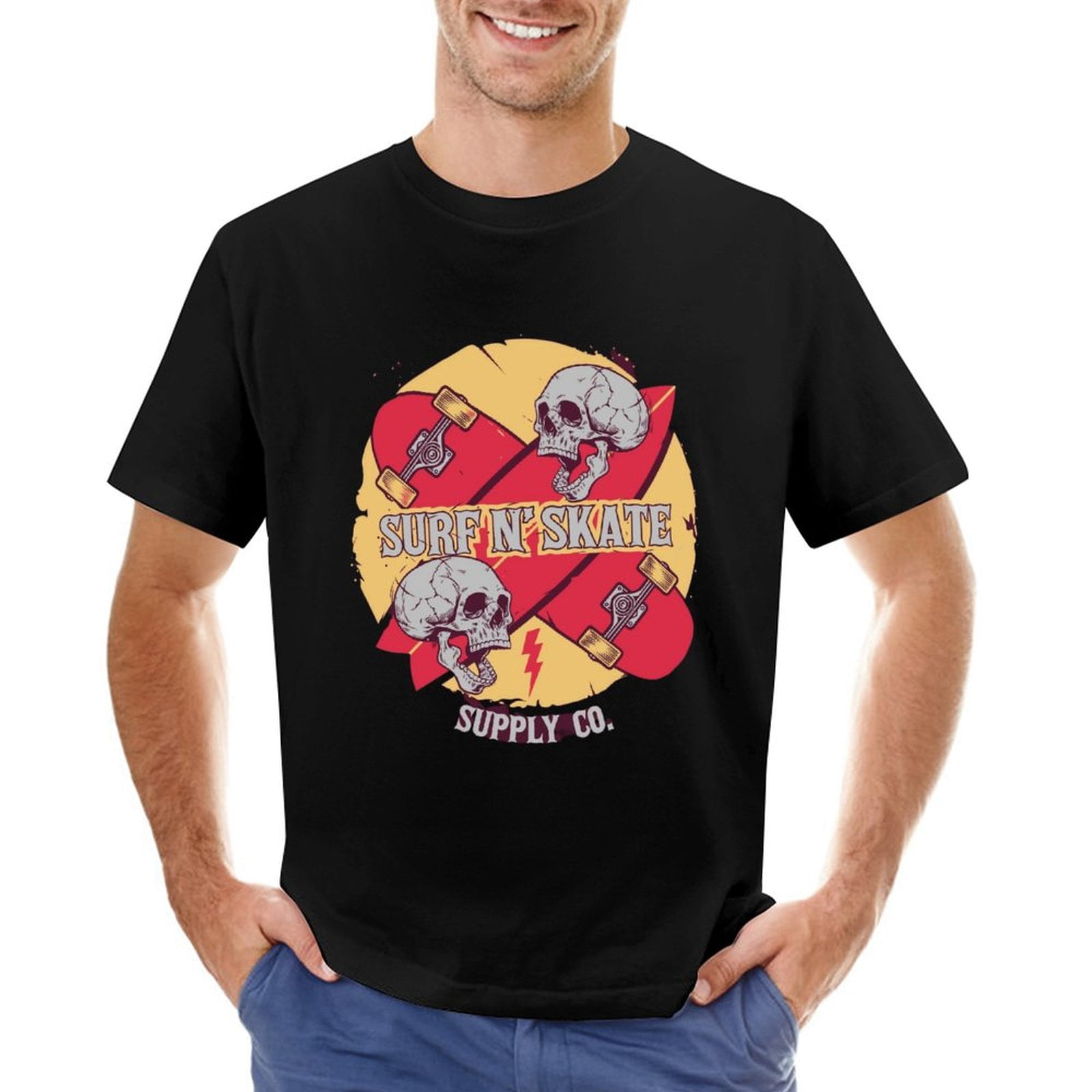 Surf And Skate Vintage Skull Vintage T-shirt Mens Cotton Classic ...
