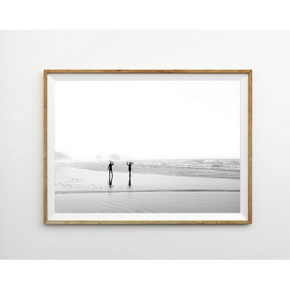 Surf Art Beach Poster Black And White Horizontal Print Bedroom Decor Coastal Surf Poster California Wall Art, Modern Wall Decor, 8x12 UNFRAMED