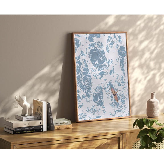 Surf Art Wall Art Surfing Art Blue Coastal Decor Surfer Girl Wall Art Summer Vibes Blue Decor Salty Aesthetic Wall Art Home Decor #3961, Unframed Poster Size 8x12