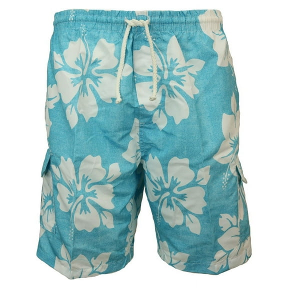 Surf Ave. Men's Surfer Swim Trunks No Grommets - Blue Hibiscus- 4XLarge