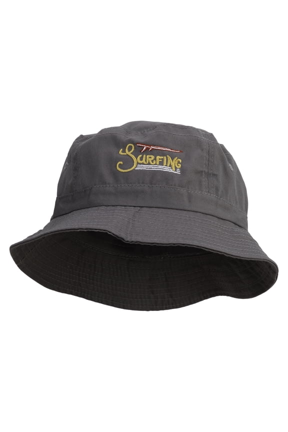 Surf Badge Embroidered Pigment Dyed Bucket Hat - Charcoal OSFM