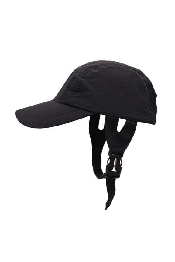 Surf Baseball Cap For Men Women, Adjustable Chin Strap, Lightweight Water Sports Hat, Sun Protection For Surfing Kayaking Sailing, Black Cap