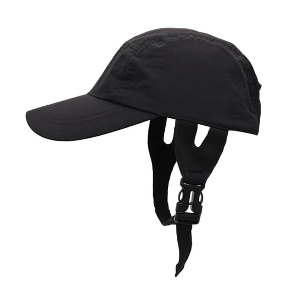 Surf Baseball Cap For Men Women, Adjustable Chin Strap, Lightweight Water Sports Hat, Sun Protection For Surfing Kayaking Sailing, Black Cap