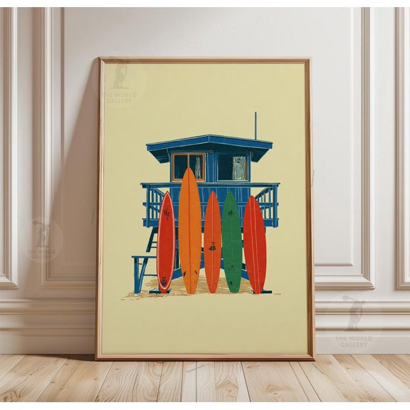 Surf Beach Hut Tropical Coastal Poster Unframed Paper Print