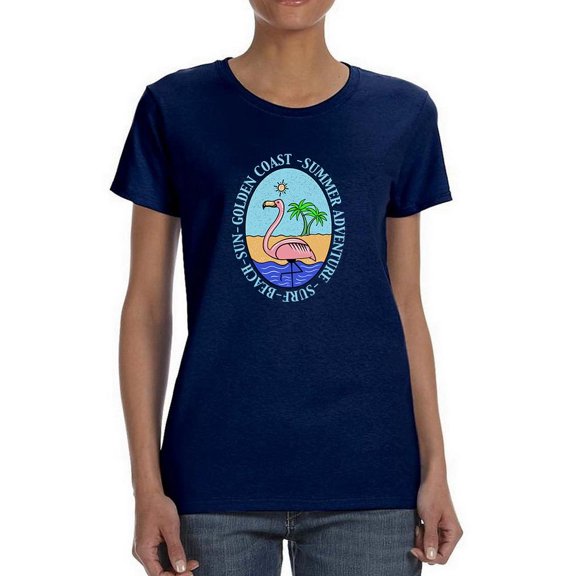 Surf Beach Sun Flamingo Shaped T-Shirt Women -Image by Shutterstock, Female x-Large