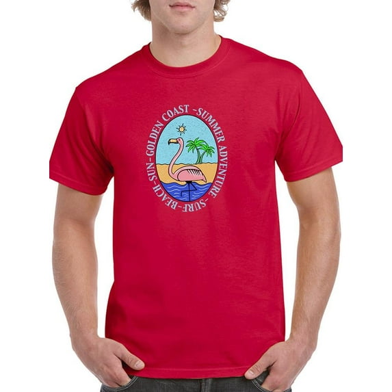 Surf Beach Sun Flamingo T-Shirt Men -Image by Shutterstock, Male 3X-Large