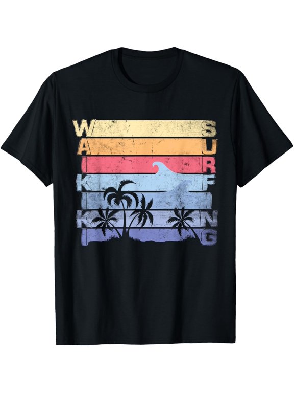 Waikiki Surfing Surfer Vintage Surf Board Beach Man Boy T-Shirtmen and women can wear, black, white, gifts.S,M,L,XL,2XL,3XL,2585XL