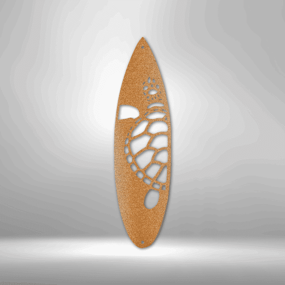 Surf Board Turtle Steel Sign Laser Cut Powder Coated Home & Office Metal Wall Decor Multiple Sizes & Colors
