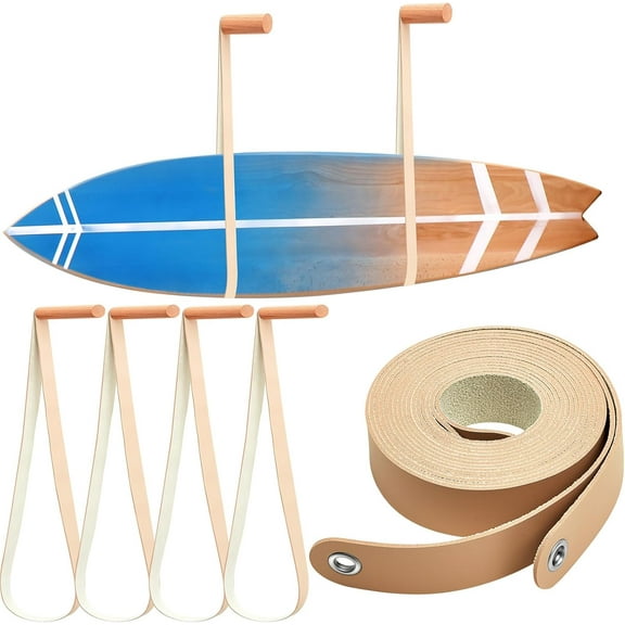 Surf Board Wall Mount Leather Surf Board Rack Sustainable Snowboard Wall Hangers Hanging Indoor Storage for Snowboard Longboard Wakeboard Accessories