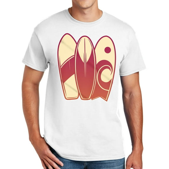 Surf Boards Graphic Design Men's Big Size Cotton Polyester DryBlend T-Shirt - White 5XL