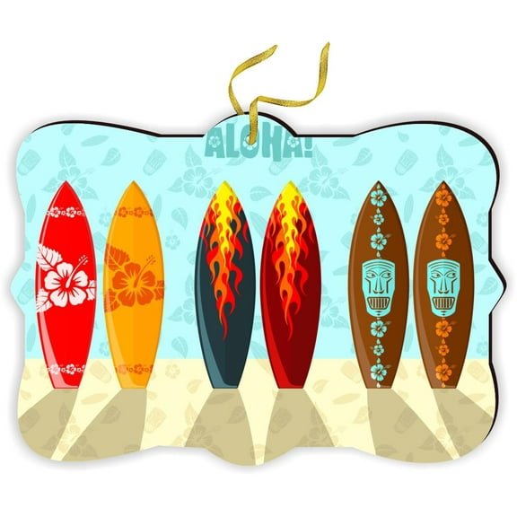 Surf Boards Hawaii Aloha - for Car Interior Rear View Mirror Hanger Car Accessories Interior Decoration Hanging Ornament Fancy Christmas Tree Ornament for Christmas