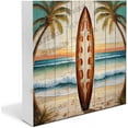 thumbnail image 1 of Surf Boards Wooden Box Sign Surfing Gifts For Teens Funny Man Cave Decor Office Desk Shelf Decor Small Centerpieces for Shelf Wood Block Signs For Shelf Desk Decoration 5x5 In, 1 of 6