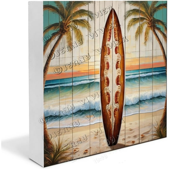 Surf Boards Wooden Box Sign Surfing Gifts For Teens Funny Man Cave Decor Office Desk Shelf Decor Small Centerpieces for Shelf Wood Block Signs For Shelf Desk Decoration 7x7 In
