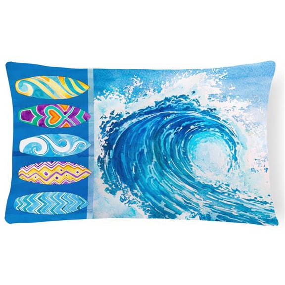 Surf Boards and Wave Canvas Fabric Decorative Pillow