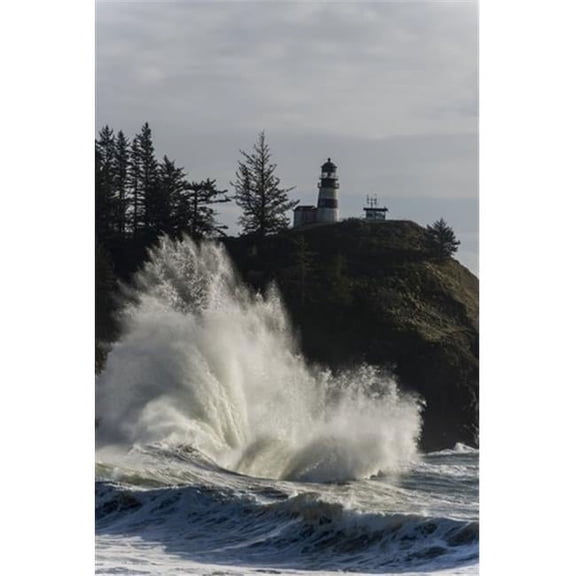 Surf Breaks At Cape Disappointment Lighthouse - Ilwaco Washington United States of America Poster Print by Robert L.Potts - 12 x 19