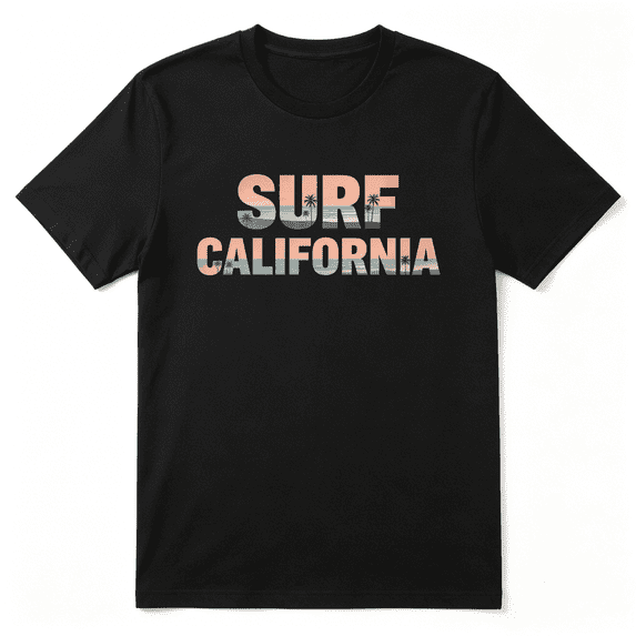 Surf California Beach Phrase Retro Graphic Tee for Men and Women, Beach Holiday Gift Cotton Short Sleeves T-Shirt