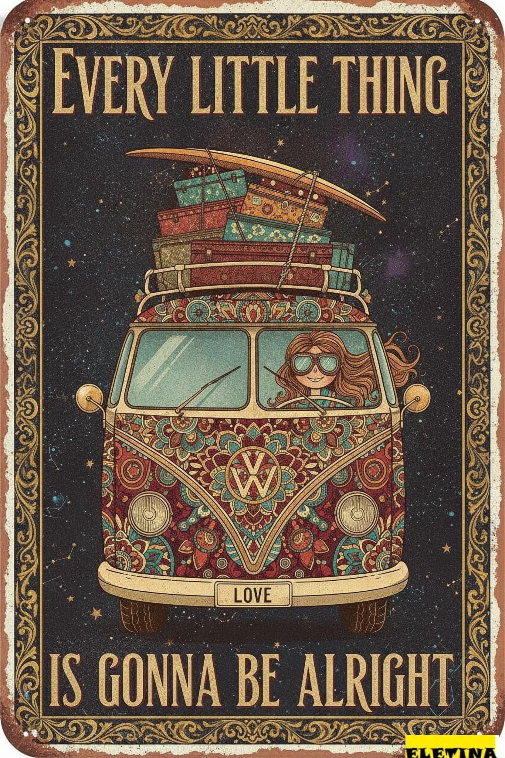 Surf Car Beach Camper Boho Tin Sign 8x12 Inch Decor - Walmart.com