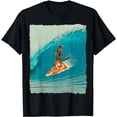 thumbnail image 1 of Surf Cat Shirt Kitty Riding a Wave with a Pizza Surf Board T, 1 of 5