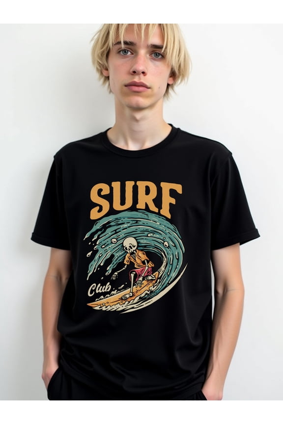 Surf Club Skeleton Wave Tee Mens Crew neck T-shirts black limited edition elegantly Classic Unisex Shirt Graphic tshirts