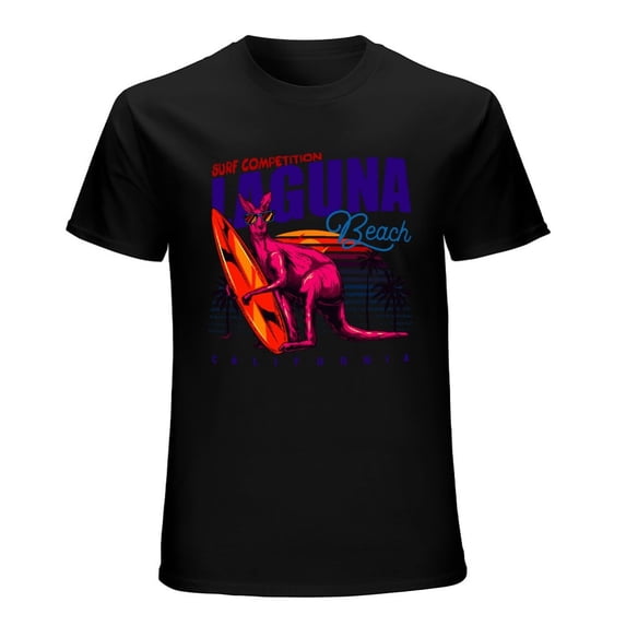 Surf Competition Men’s T-Shirt 100% Cotton Casual Short Sleeve Tops Gift Tee Black L