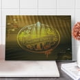 thumbnail image 1 of Surf Cutting Board, Surfboard Illustration with Flowers Riding Waves on Surface of Water Theme, Decorative Tempered Glass Cutting and Serving Board, Large Size, Brown Yellow Orange, by Ambesonne, 1 of 1
