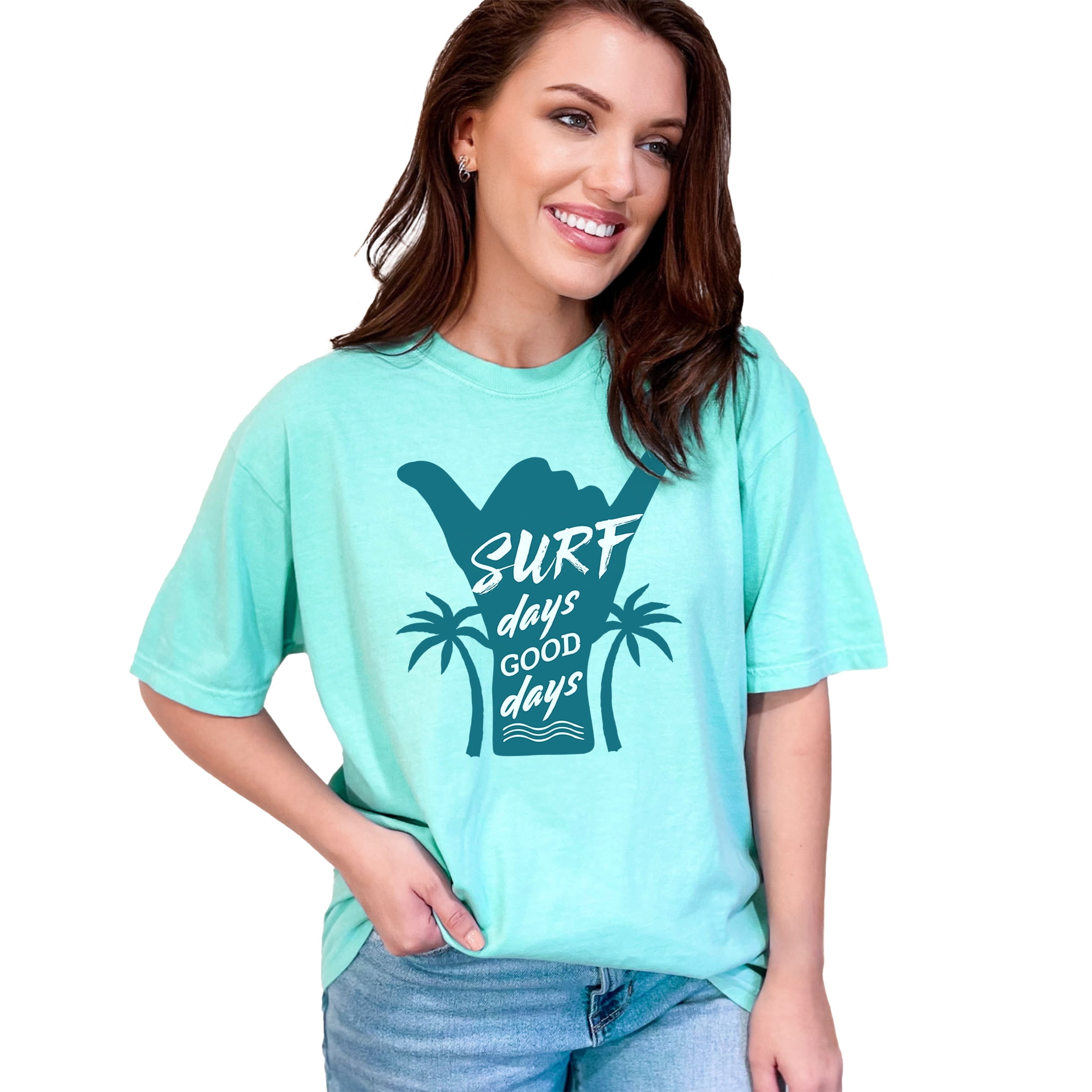 Surf Days Good Days, Surfer, Casual, Chalky Mint Comfort Colors T-Shirt, 2XL