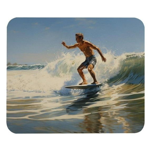 Surf Desk Pad Mouse Mat Desk Mat - Square 8.3x9.8 Inch Non-Slip Rubber Bottom Printed, Suitable for Office and Gaming