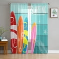 thumbnail image 1 of Surf Diving Beach Van Tulle Curtains for Living Room Bedroom ration Modern Chiffon Sheer Voile Kitchen Window Curtain, 1 of 7