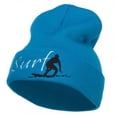 thumbnail image 1 of Surf Embroidered Long Beanie - Aqua OSFM, 1 of 5