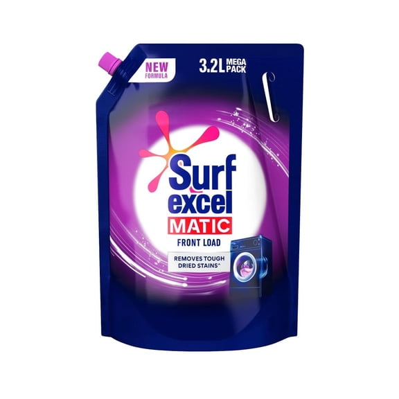 Surf Excel Matic Front Load Liquid Detergent 3.2 L Refill, Designed for Tough Stain Removal on Laundry in Washing Machines