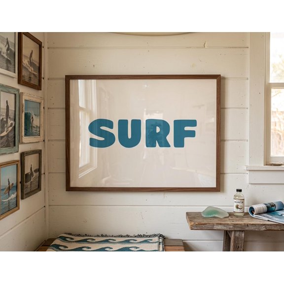 Surf Graphic Matte Horizontal | Beach Typography Wall Art, Unframed Paper Print