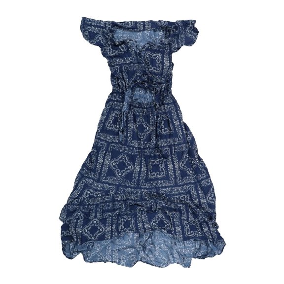Surf Gypsy Womens Maxi Dress Short Sleeve Cutout Long Cover Up Navy Medium New