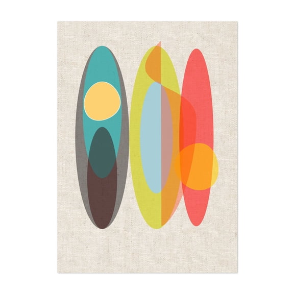 Surf  - Illustration Geometric Modern Art Abstract Mid-Century Modern Minimalist Pattern Pastel Unframed Wall Art Print 12 x 18 inches