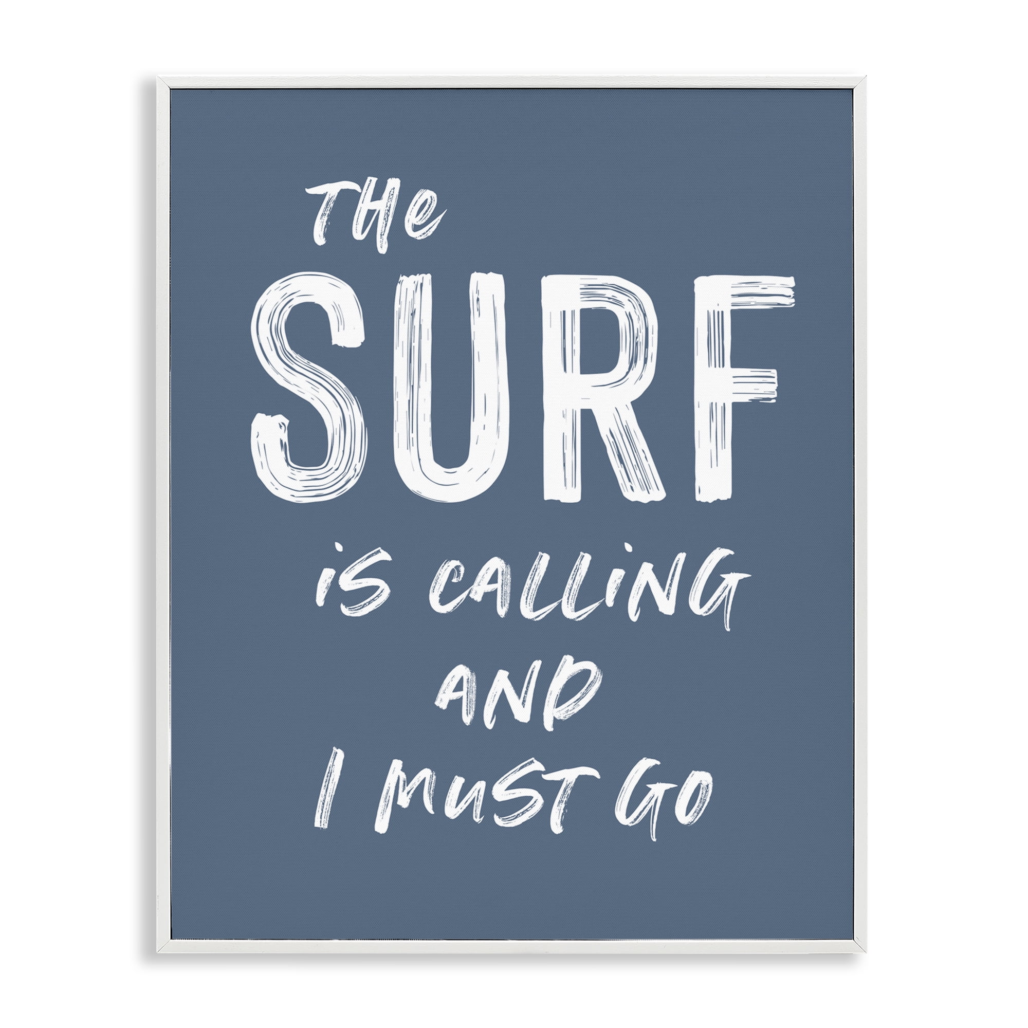 Surf Is Calling Must Go White Framed Giclee Art, design by Lettered and Lined