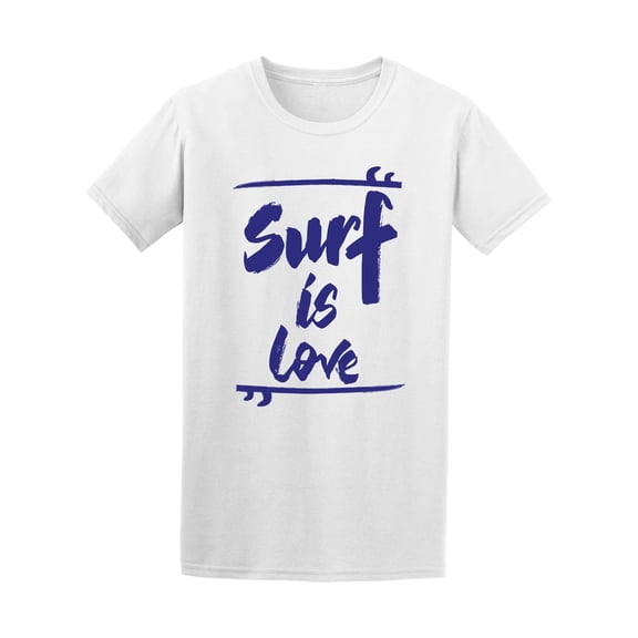 Surf Is Love Handwriting Surfboards T-Shirt - Image by Shutterstock, Male Medium