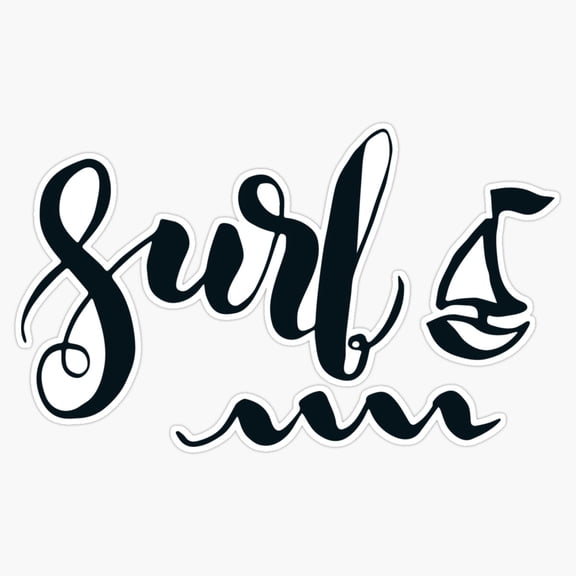 Surf Lettering Beach Vacation Ocean Slogan Vinyl Sticker