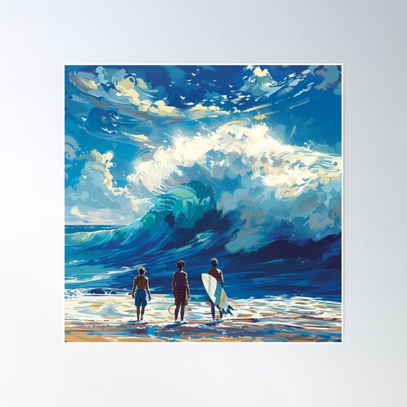 Surf Lifestyle/ Endless Summer/ Big Wave/ Surfers Paradise / Surfs Up Poster Wall Art, Modern Wall Decor, 16x16 UNFRAMED