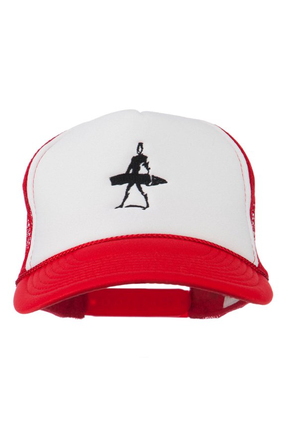 Surf Man Embroidered Foam Mesh Back Cap - Red White Red OSFM