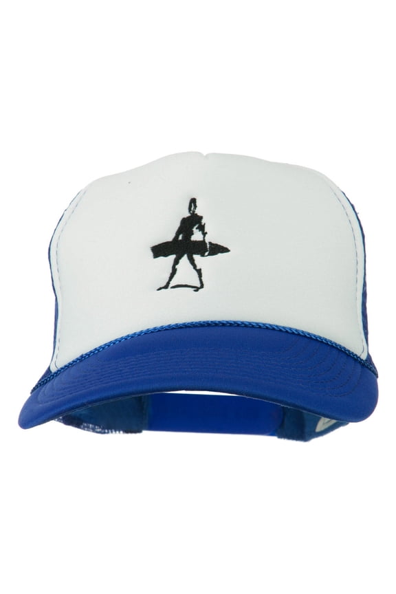Surf Man Embroidered Foam Mesh Back Cap - Royal White OSFM
