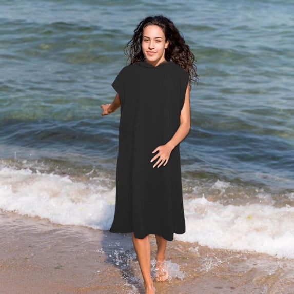 Surf Microfiber Bathrobe with Hood, Quick-Dry Beach and Swimming Changing Towel, Unisex Lightweight Absorbent Robe