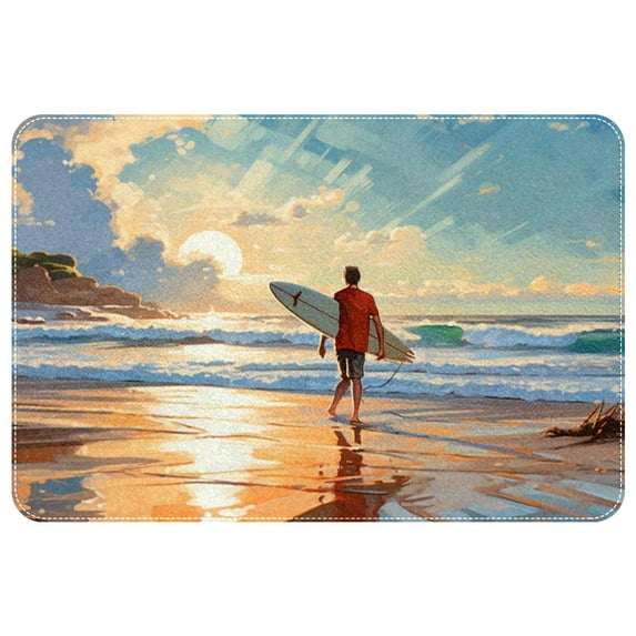 Surf Non-Slip Polyester Office Floor Mat Carpet Rug - Machine Washable