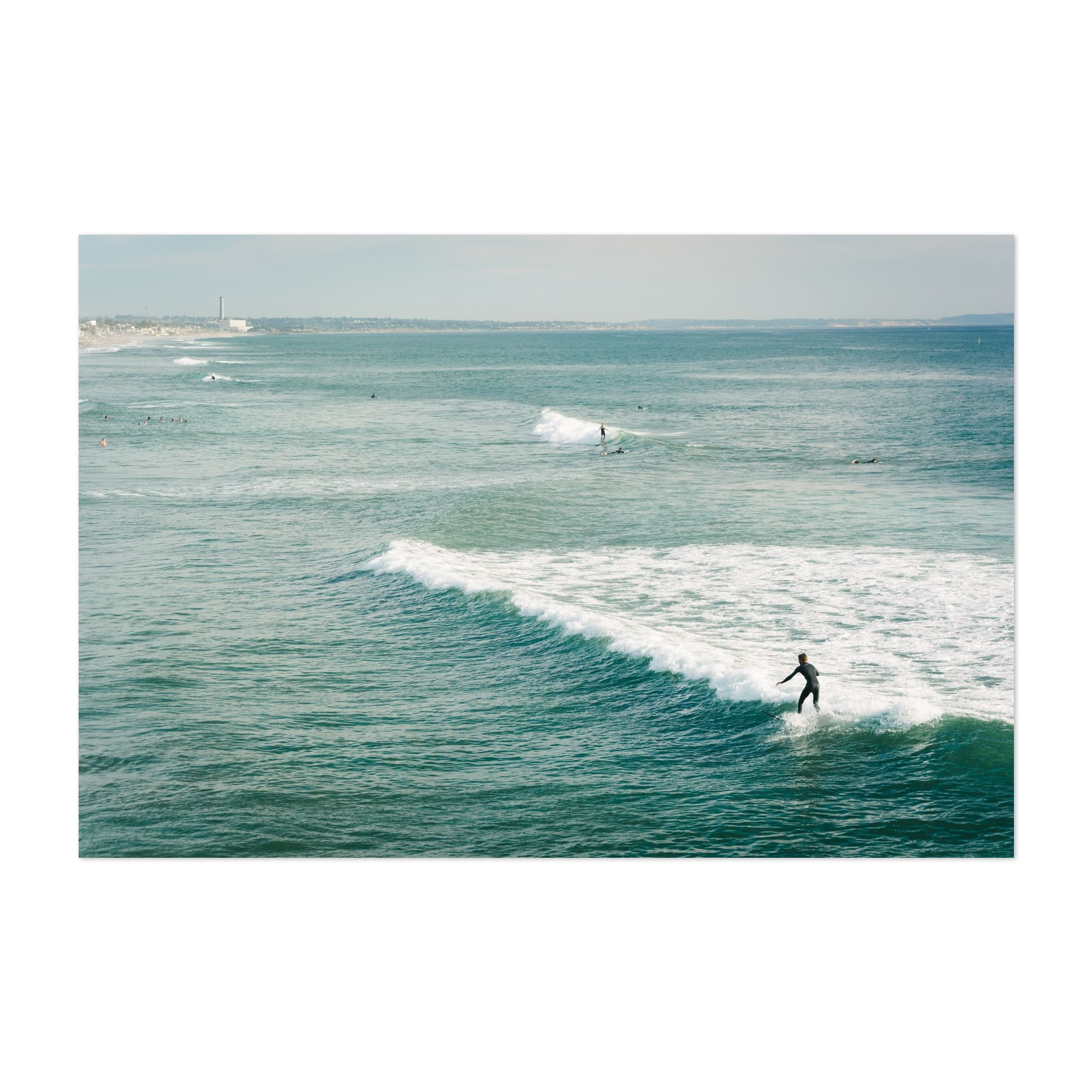 プリントw/フレーム【Colorfornia beautiful ocean】 Designart Wood Floater frame 32-Inches H x 42-Inches W