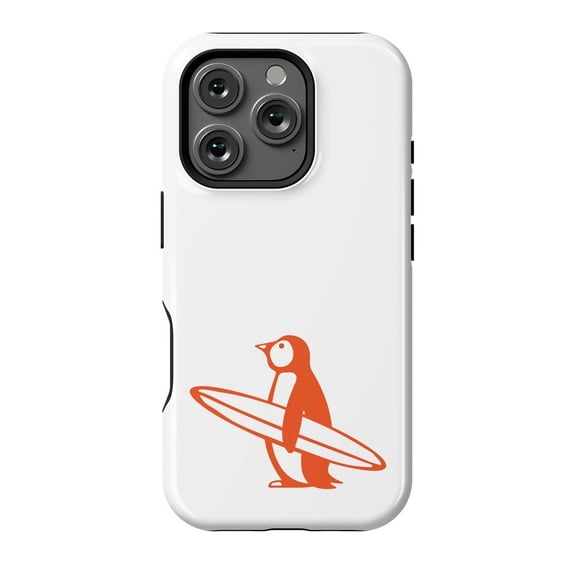 Surf Penguin Cute Summer Ocean Inspired Shockproof Case for 11 12 13 14 15 16 Pro Max Models